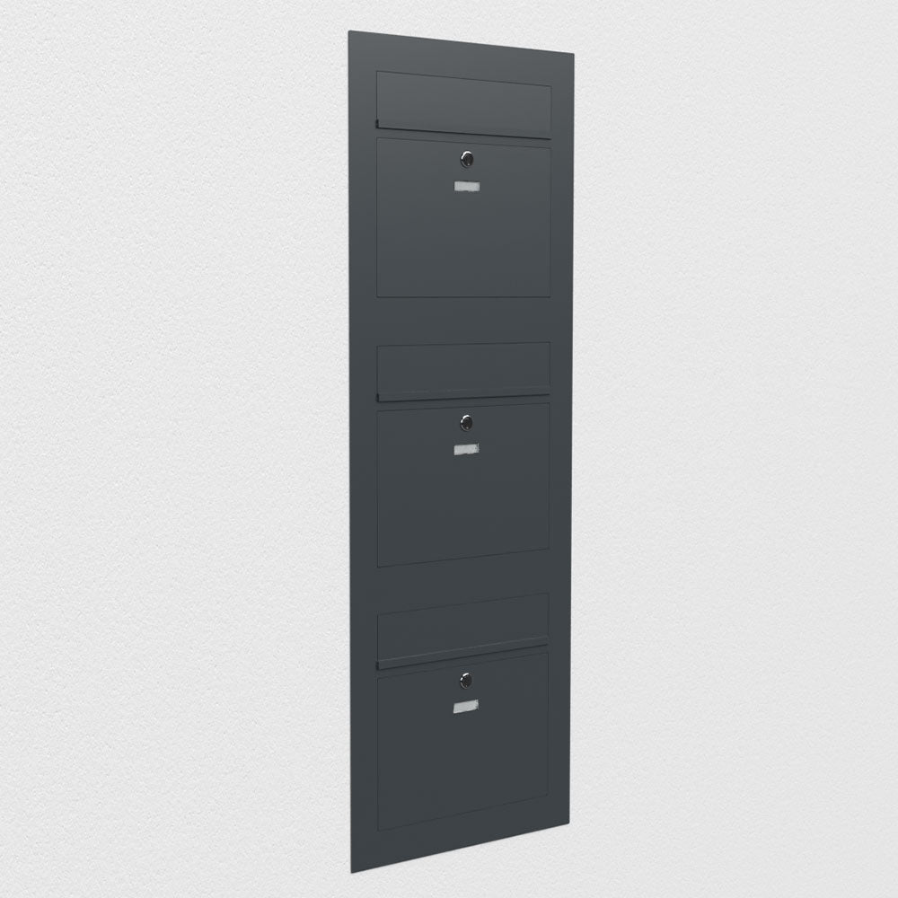 Dreifach Briefkasten Mehrfamilie Edelstahl B3 Compact