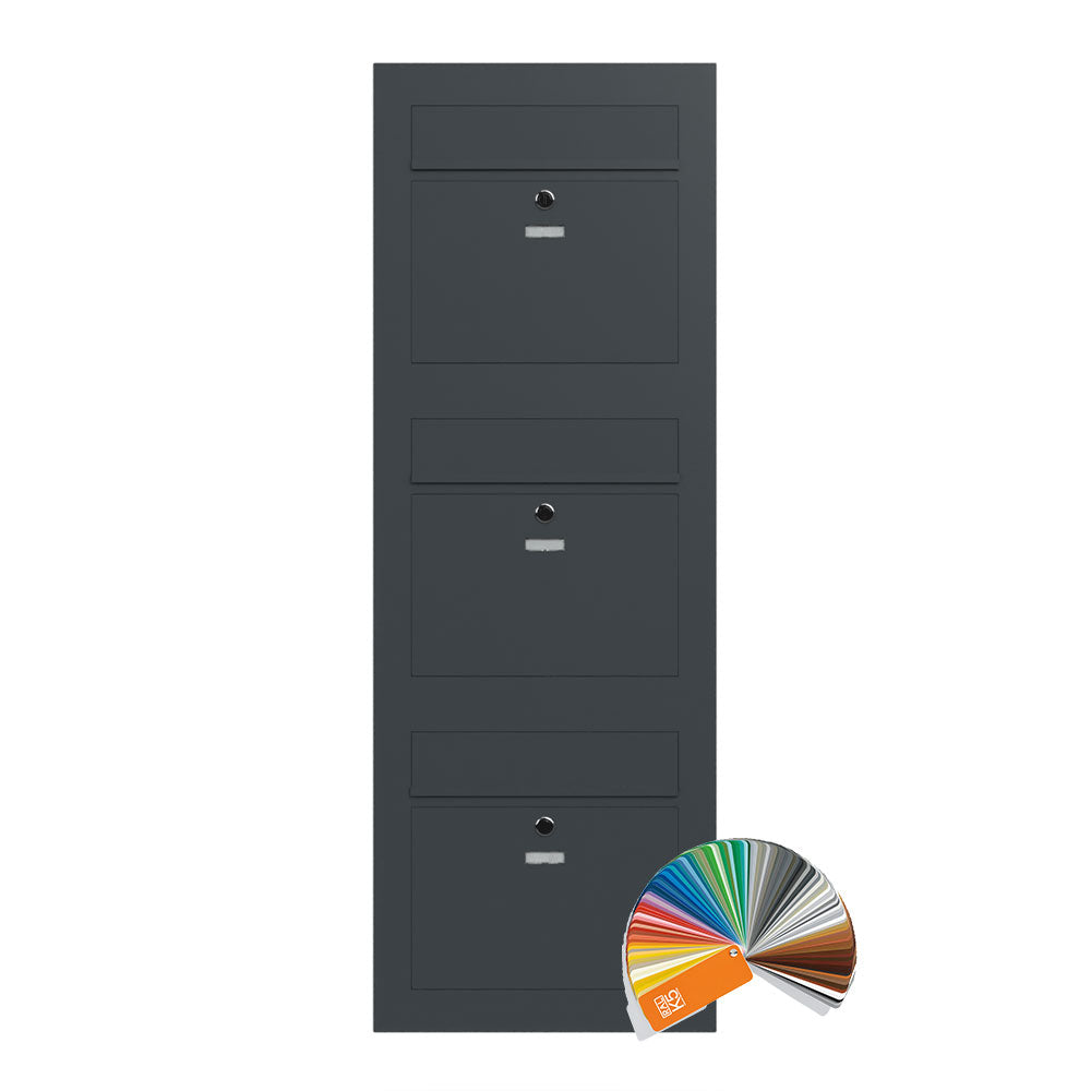 Dreifach Briefkasten Mehrfamilie Edelstahl B3 Compact