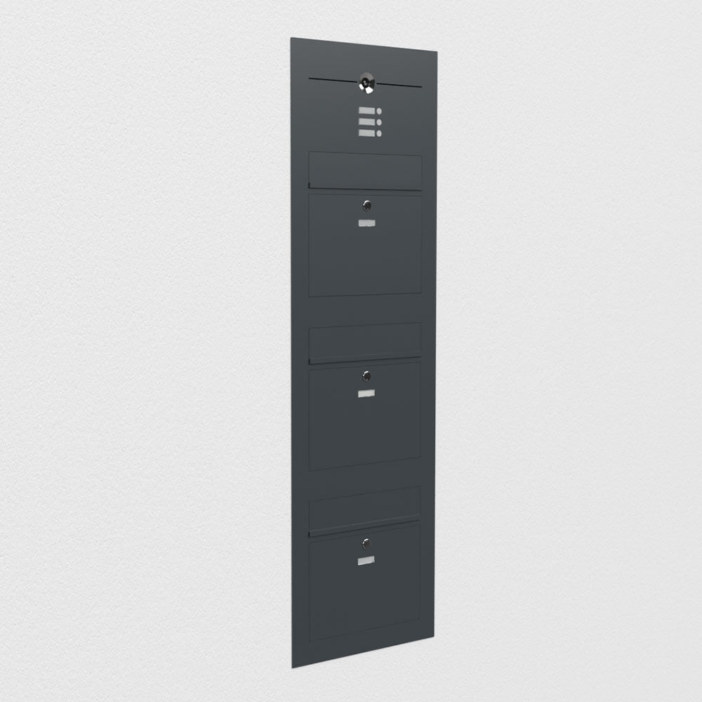 Dreifach Briefkasten Mehrfamilie Edelstahl B3 Video-LC Compact