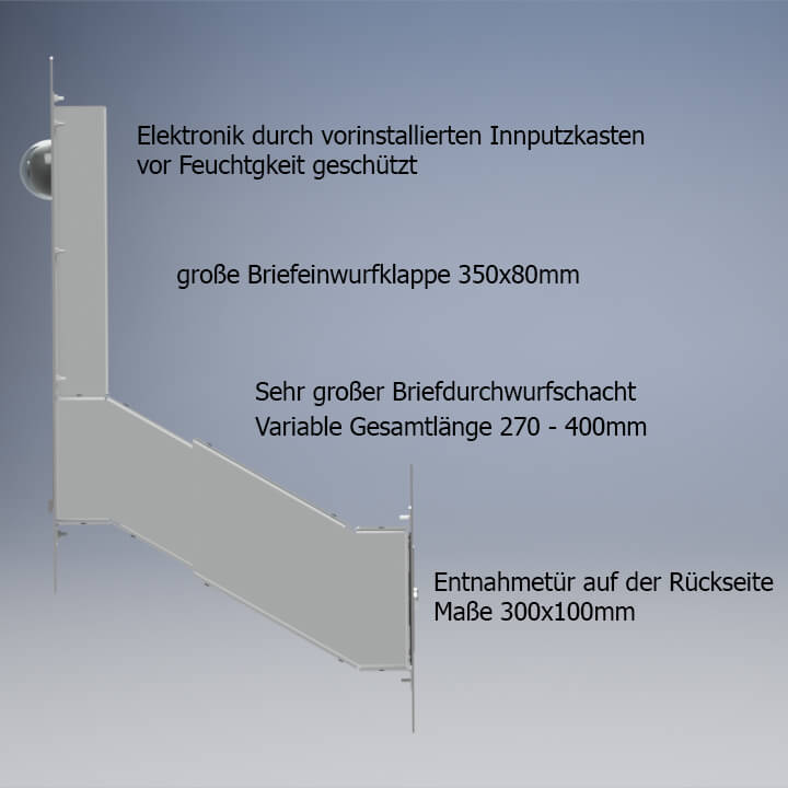 Edelstahl Briefkasten Durchwurf B2V-DW LOGOS