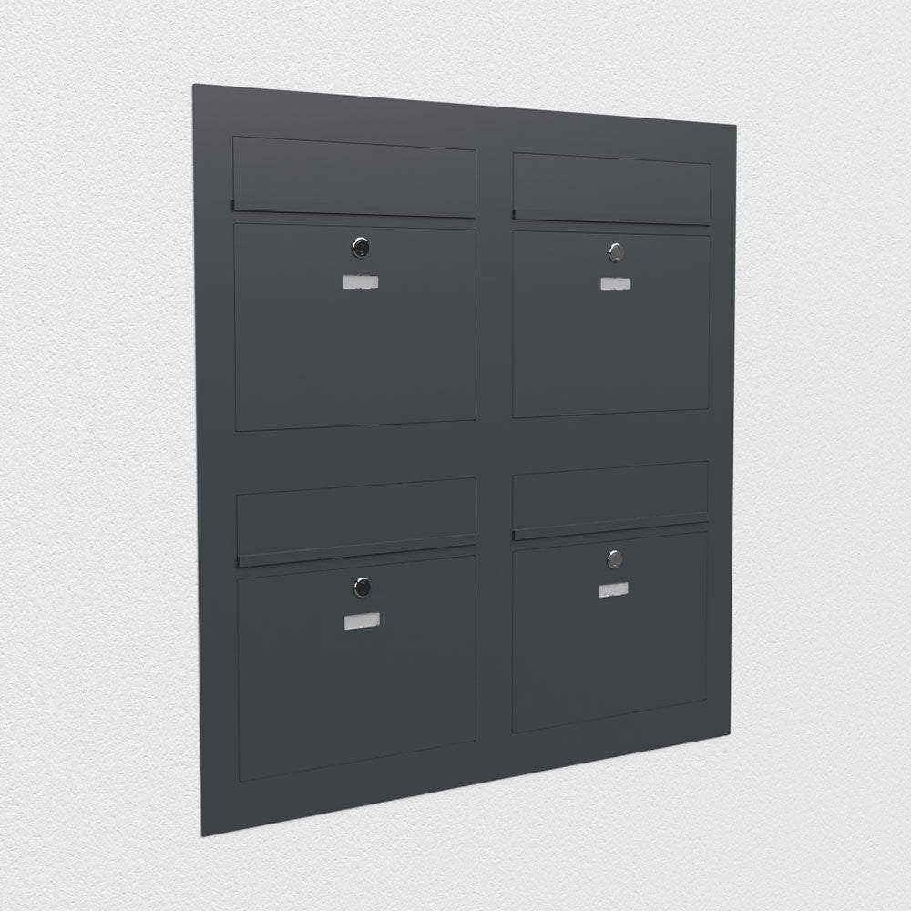 Vierfach Briefkasten Mehrfamilie Edelstahl B3 Compact
