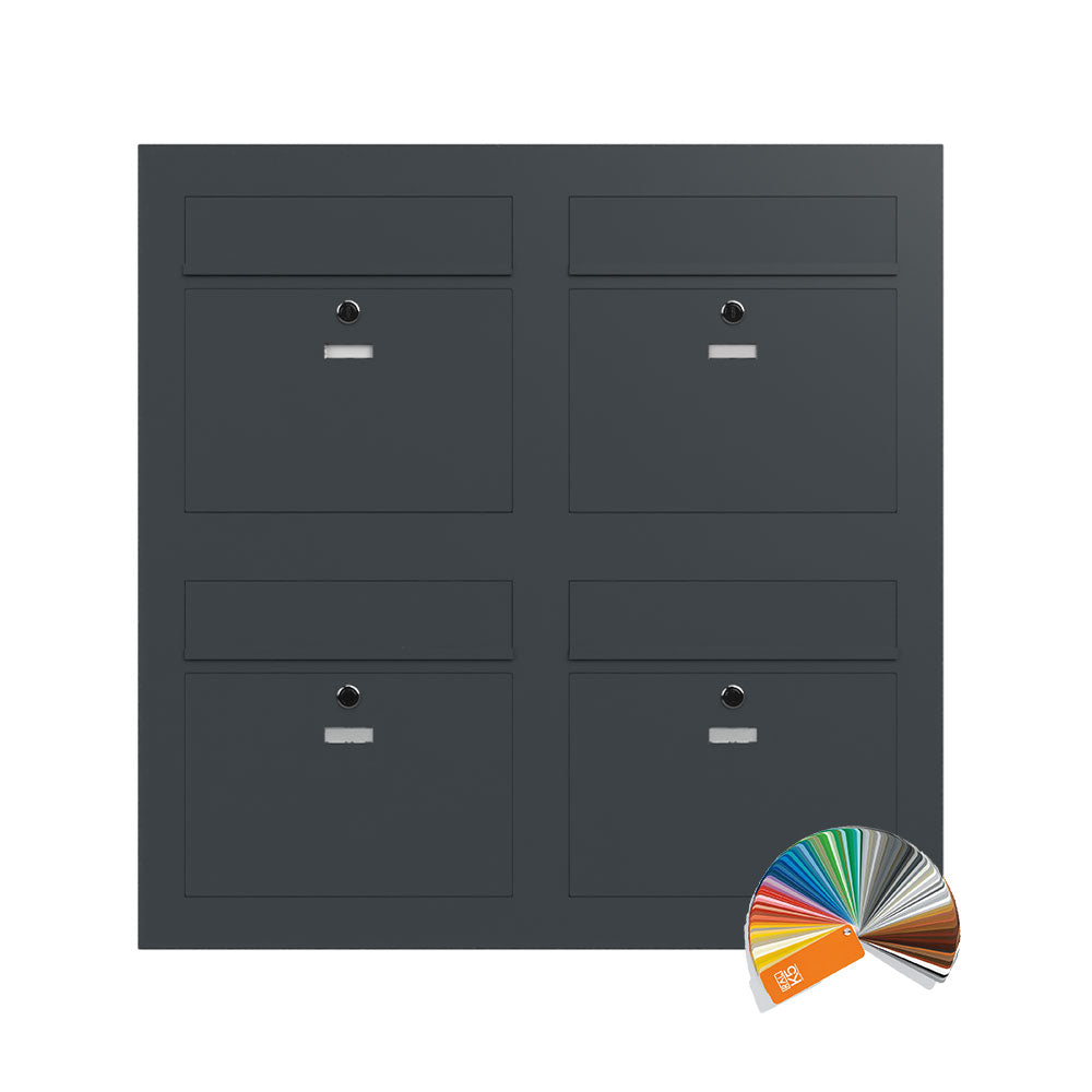 Vierfach Briefkasten Mehrfamilie Edelstahl B3 Compact