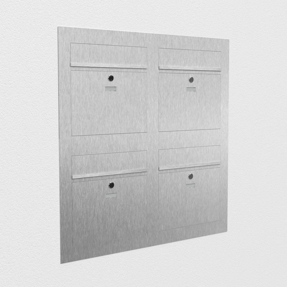 Vierfach Briefkasten Mehrfamilie Edelstahl B3 Compact