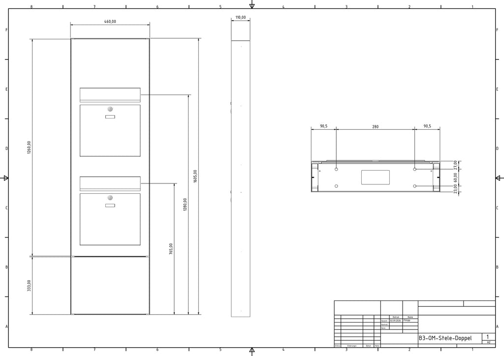 Doppelbriefkasten B3-Stele freistehend DoorBird